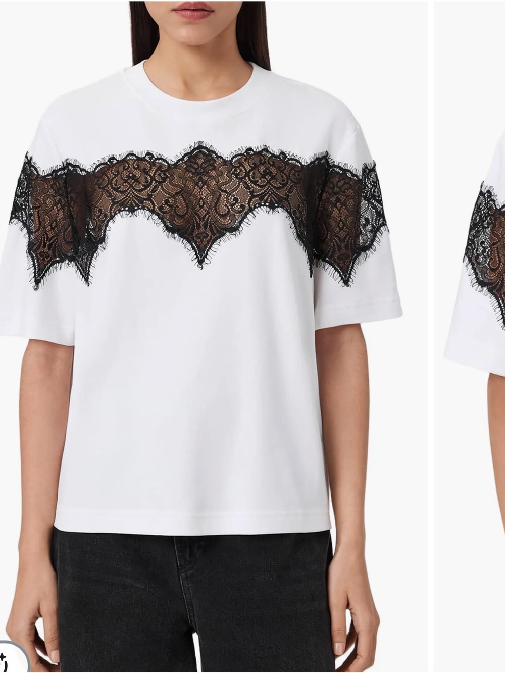 Women's Lisa Lace pannel Short Sleeve Top